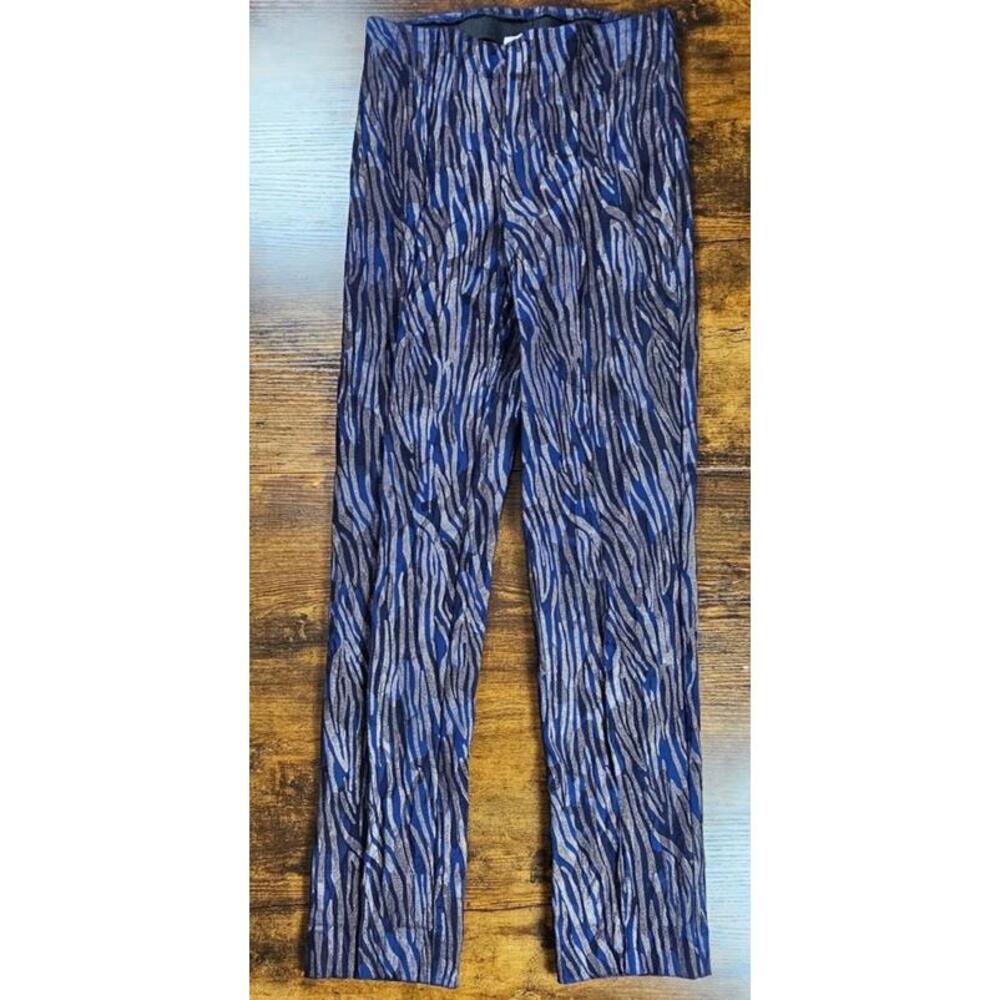 Joseph Ribkoff Pant Women's Blue & Gray Stripe Design Size 2